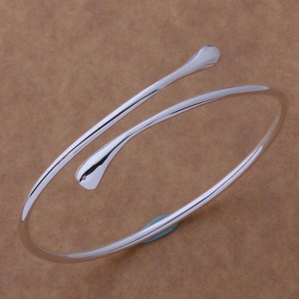 

925 silver plated bracelet hand link open bracelet simple concise style fashion jewelry wemon 10pcs/lot, Black