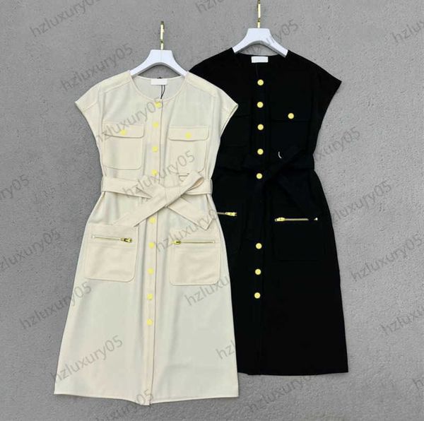 

brand dresses fashion brand pocket design custom button crewneck drop sleeve dress corset waist cut belt slim high waist commuter style maxi, Black;gray