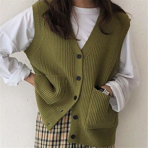 

women's vests women soft stretchy simple basic daily v-neck solid open-stitch female knitted sweater vest street-wear vintage korean al, Black;white
