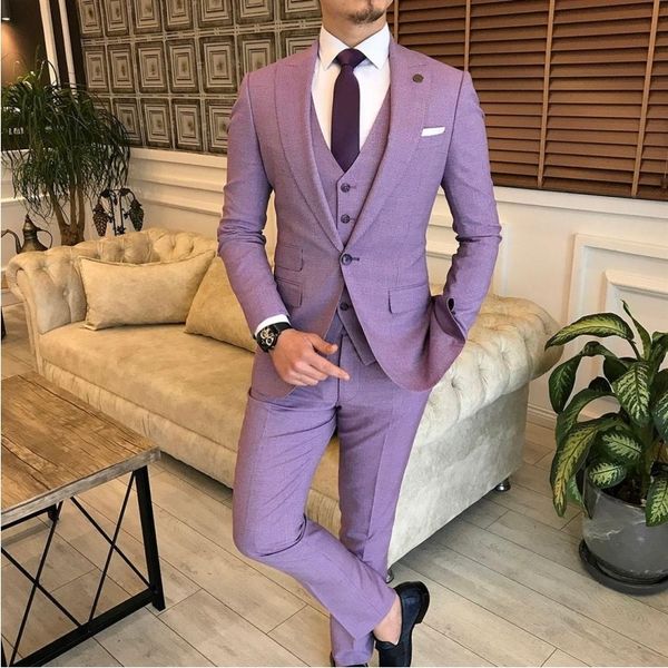 

men's suits blazers winter tailor-made man suit slim fit purple 3 pieces men wedding defacto homme party costume homme jacketpantsvest, White;black