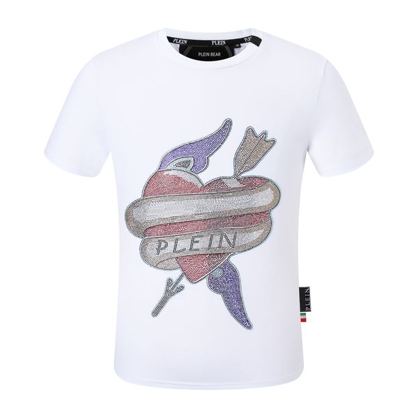

plein bear t shirt mens designer tshirts brand clothing rhinestone pp skull men t-shirt round neck ss hawaii plein with crystals hip hop tsh, White;black