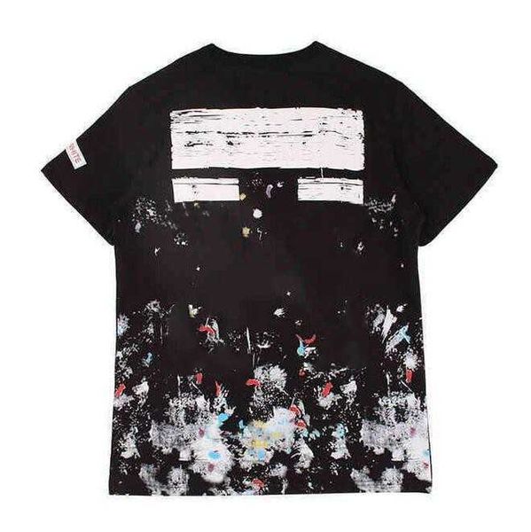 

2rys 2rys summer fashion brand offs mens t shirts ow religious oil painting direct spray arrow tshirts hip hop short sleeve loose men tees, White;black