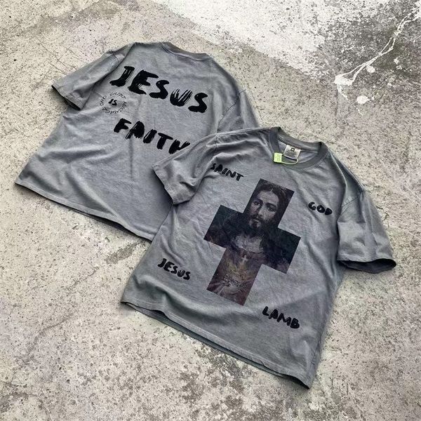 

saint printed t shirt mens designer tshirts vintage wash summer short sleeve crew neck high street oversize loose boxy t-shirt tee breathabl, White;black