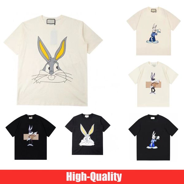 

2023 new fashion designer mens t shirt summer rabbit animal print tshirt womens short sleeved round neck cotton t-shirt casual tee clothes, White;black