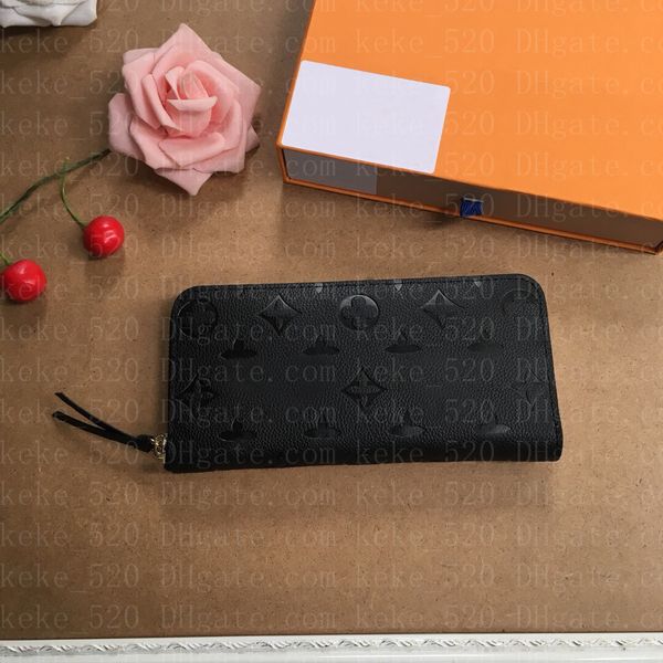 

2023 fashion black empreinte women clutch lady ladies long wallet pu leather single zipper wallets classical corn purse card holder 60017 pu, Red;black