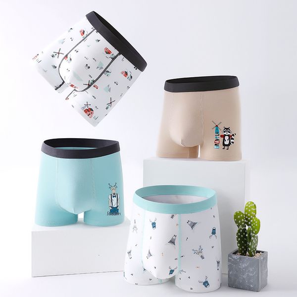 

panties 4 pcs childrens underwear for kids cartoon cat shorts soft cotton underpants boys teenage striped 416t 230322, Camo