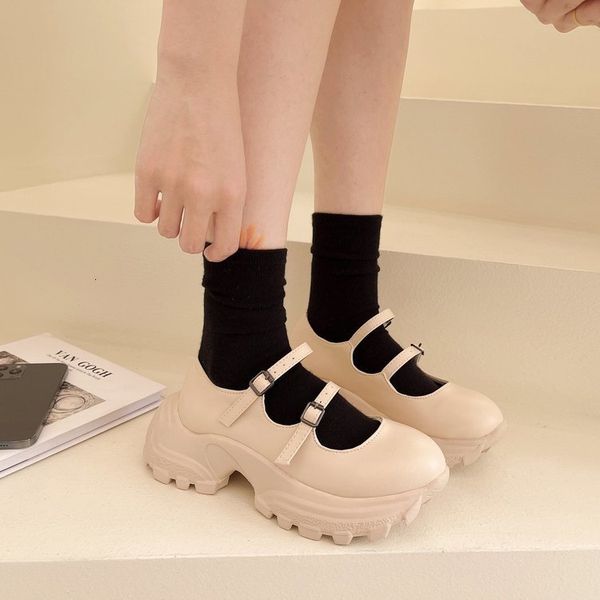 

dress shoes spring one line buckle mary jane shoes for women s platm and thick soles college casual students 230321, Black