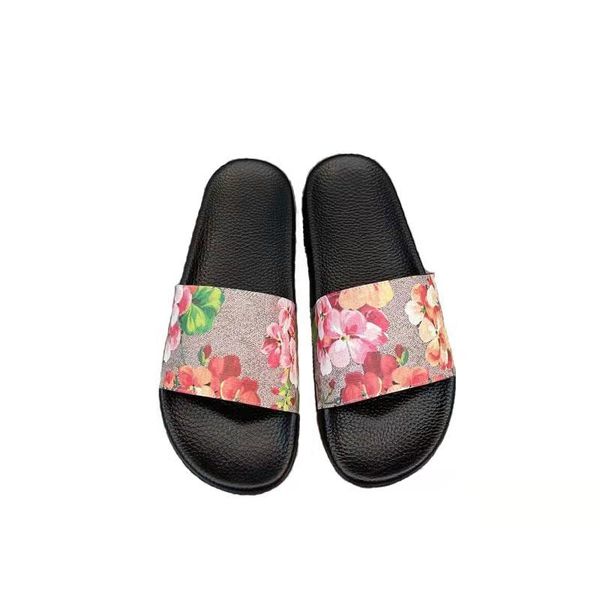 

2023 platform designer rubber slides sandal floral brocade fashion mens gear bottoms flip flops slippers striped womens sandals designers lo, Black