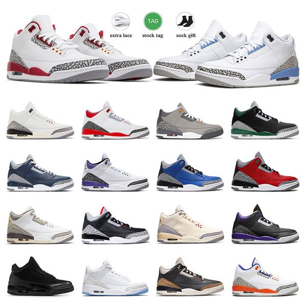 

2023 men basketball shoes 3 3s sports running sneakers unc cardinal fire red dark iris white cement reimagined cool grey a ma maniere womens