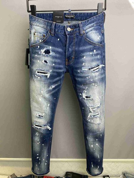 

ripped d2 dsq dsquare design hop men's jeans jean phantom turtle classic mens man hip rock moto distressed skinny denim biker0557, Blue