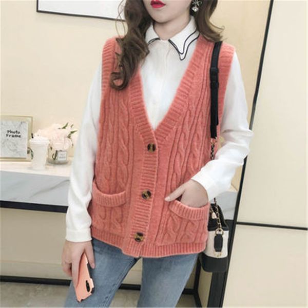 

women's vests girl sweater vest women jumper v neck pullover knitted vests women preppy style crop autumn solid casual 230322, Black;white