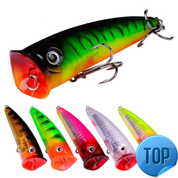 

1 pcs popular 7.5cm 10.5g popper fishing lure hard artificial bait with 2 treble hooks fishing wobblers crank bait pesca iscas