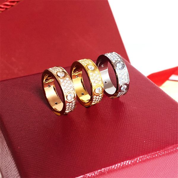 

luxurys designers ring full diamond titanium steel silver love ring men and women rose gold rings for lovers couple jewelry gift