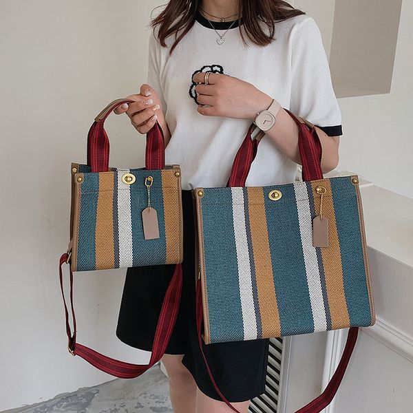 

evening bags 2023 canvas stripe tote bag vintage shoulder crossbody large small size versatile women s handbags shopping storage handbag 230