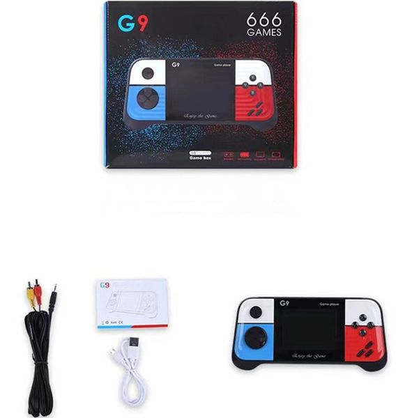 

g9 handheld portable arcade game console 3.0 inch hd screen gaming players 666 in 1 classic retro games tv console av output with retail pac