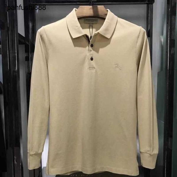 

burbrerys cool shirts bajia large long-sleeved t-shirt men's casual lapel zhudi cotton tb embroidered logo b family polo shirt wear grd, White;black