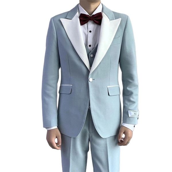 

men's suits blazers arrival white lapel men suits custom made wedding groom tuxedos slim prom formal blazer pants vest costume homme 23, White;black