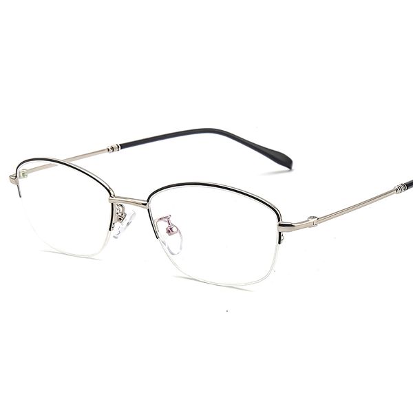 

half frame metal women's glasses ultra-light business prescription mirror high-end temperament simple glasses, Silver