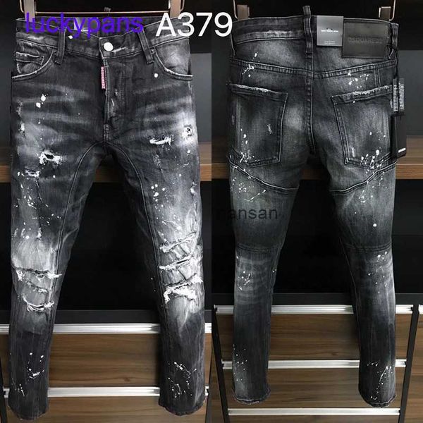 

with d2 dsq dsquare original edition 8a jeans for sale a379 style patchwork fashion patch drill holes men's european small leg pants y6, Blue