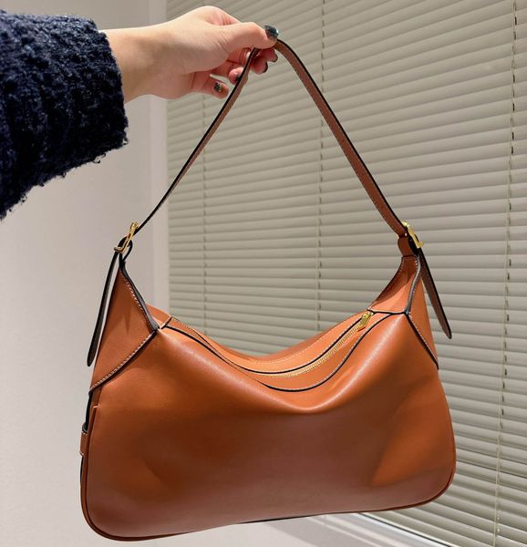 

2023 designer bag women letter tote bag pu thread shoulder bags zipper soft half moon fashion interior compartment tote sac luxury totes