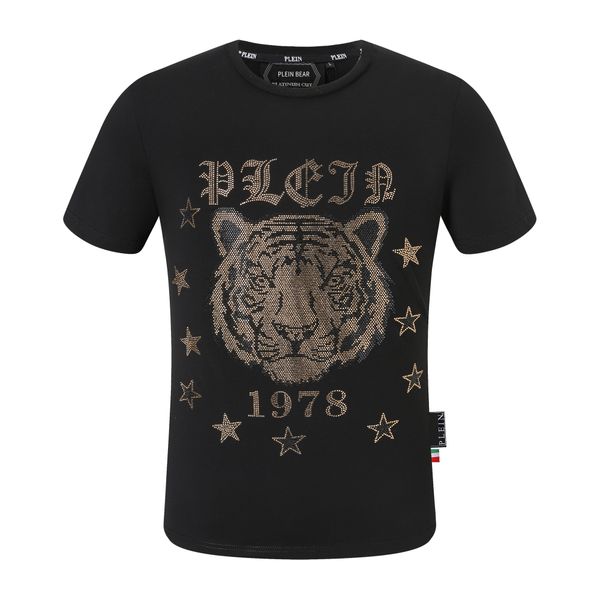 

plein bear t shirt mens designer tshirts brand clothing rhinestone pp skull men t-shirt round neck ss tiger and plein with crystals hip hop, White;black