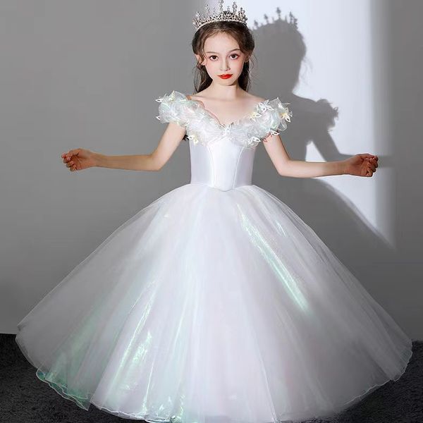 

princess blue ball gown flower girl dresses princess lace appliques jewel neck toddler birthday party gowns satin appliqued first communion, White;blue