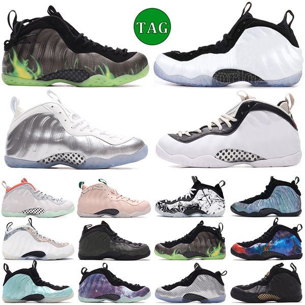 

foamposite one basketball shoes penny hardaway anthracite chrome white galaxy marble island green pure platinum silver white mens trainers o