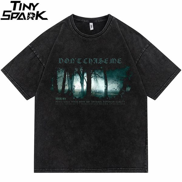 

men s t shirts 2023 hip hop streetwear washed t shirt painting tree print t shirt harajuku cotton casual spring short sleeve tshirt tees 23, White;black