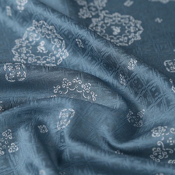 

treasure flower and standing bird pattern silk fabric, Black;white