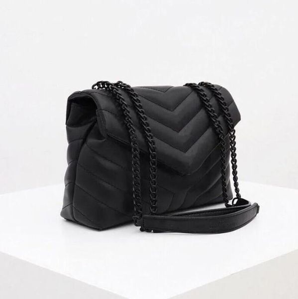 

luxury handbag shoulder bag brand loulou y-shaped designer seam leather ladies metal chain black clamshell messenger chain bag wholesale