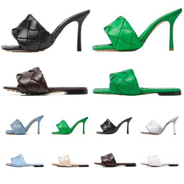 

slides designer flat lido sandals woven women slippers intrecciato nappa square sules bottegas shoes ladies wedding high heels thin pumps sa, Black
