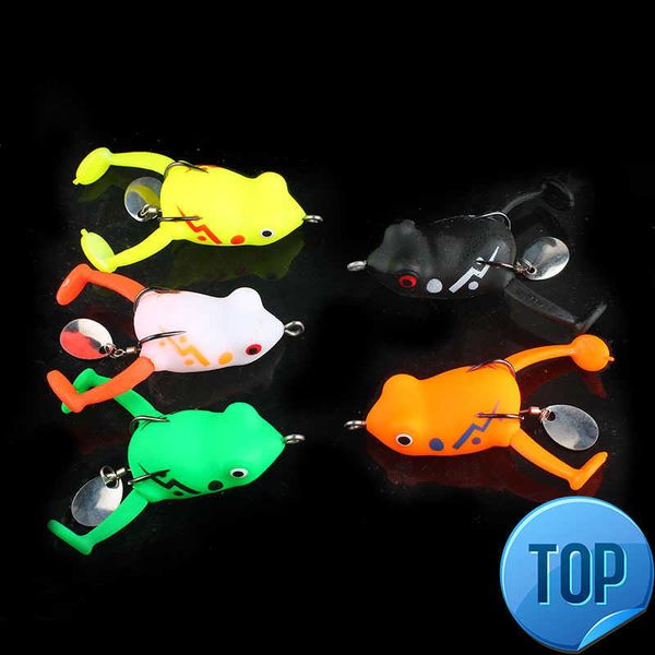 

silicone wobblers frog fishing lures softfish bait double propeller jigging frog lure jig artificial bait ater soft fish