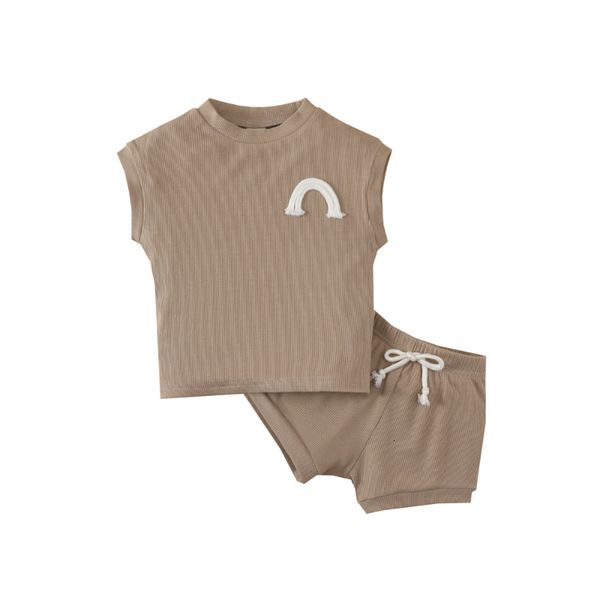 

clothing sets 03y clothes for toddler boy girls rainbow short sleeveles pullovers shorts pant summer kids outfits 2pcs 230322, White