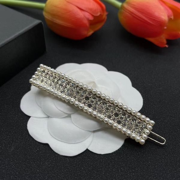 

hair slide clips luxury pearl full drill small fresh hair clip, Golden;silver