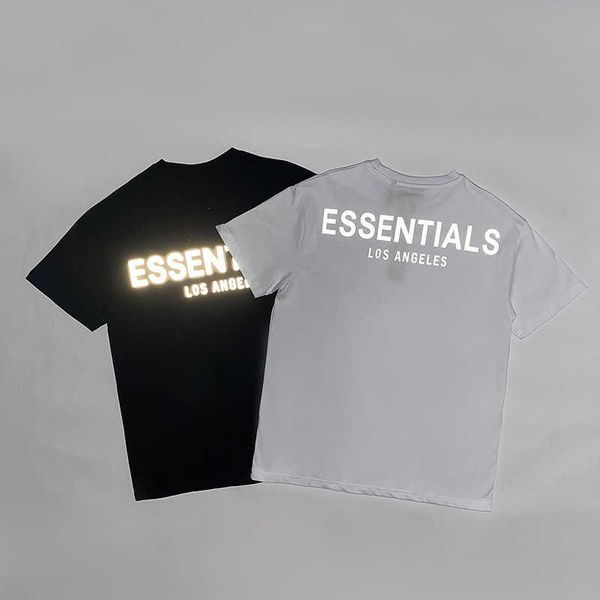

essentialls t shirt for men women sport tshirt los angeles reflective short sleeve men's high street hip hop couple half sleeve tee, White;black