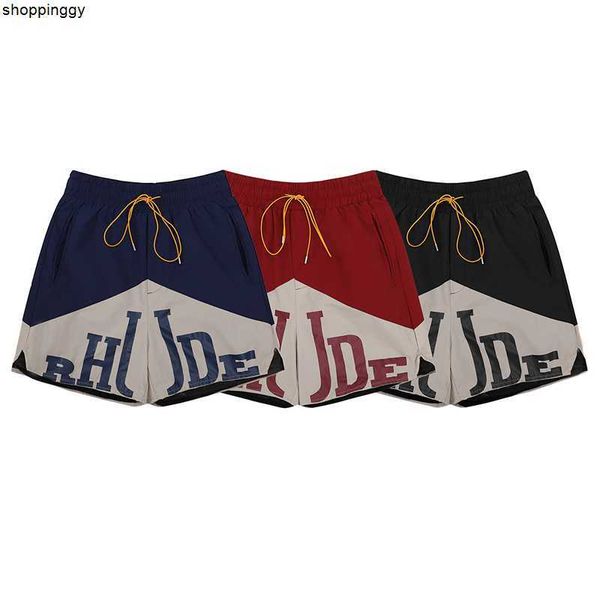 

shorts big print mesh rhude basketball pants contrast stretch drawstring breeches, White;black