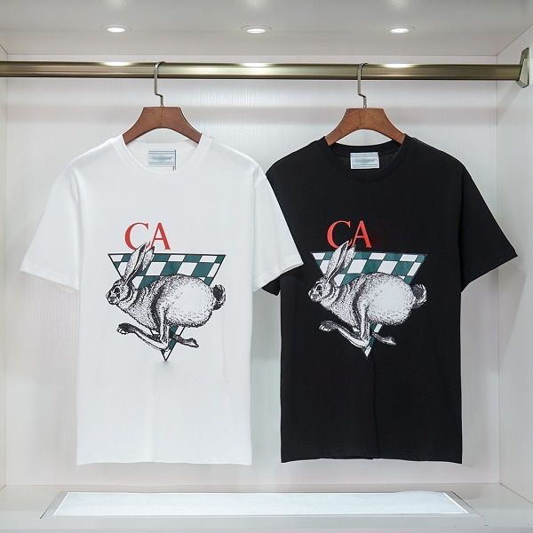 

short sleeve t shirt casablanca 2023 early spring new rabbit black and white checked print t-shirt casual short sleeve size s m  xl 2xl 3xl, White;black