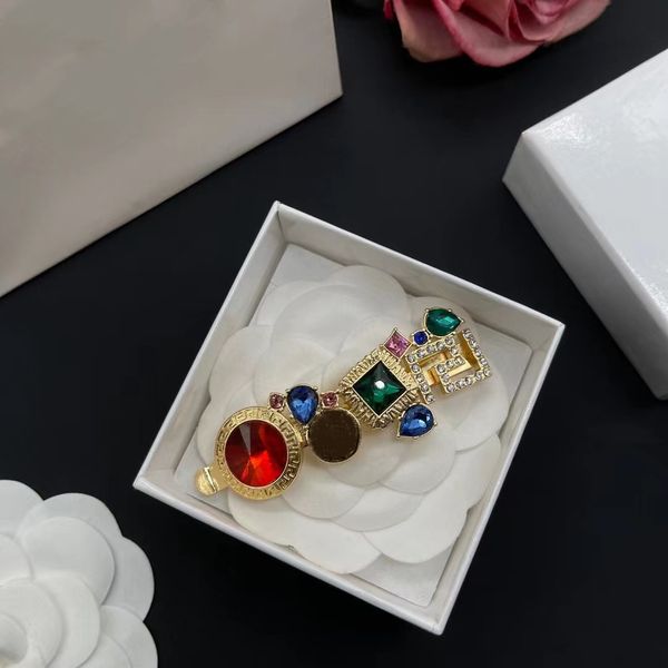 

gold hair barrette retro palace wind color diamond luxury hair clip, Golden;silver