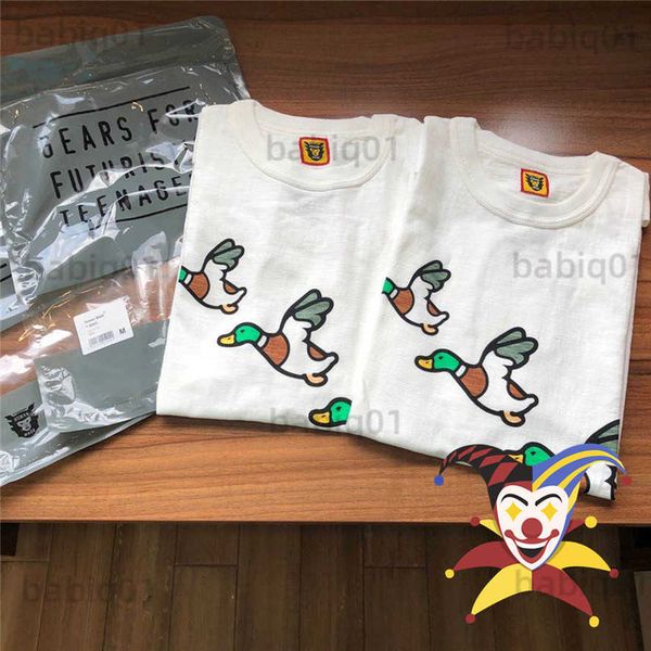 

men's t-shirts human made t-shirt short sleeve men women harajuku opening limited to three ducks tee t230321, White;black