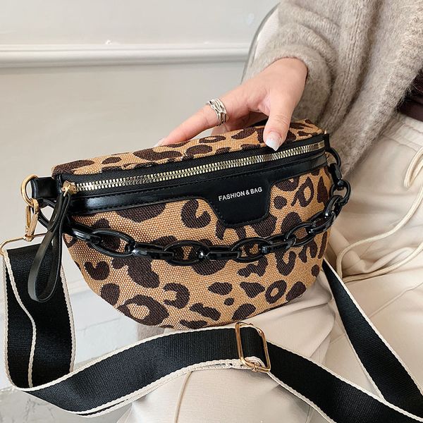 

waist bag bag casual vacation crossbody chest leopards pattern zipper brand half moon luxury fanny pack 230322