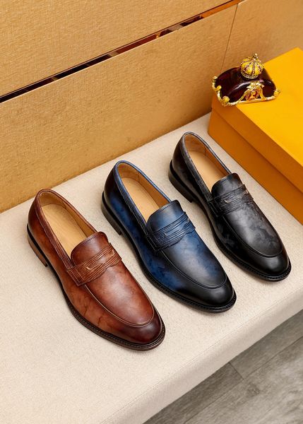 

vendome flex loafer luxury original mens brogue business office oxfords flats men mixed colors fashion designer lace-up wedding party shoe s, Black