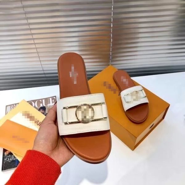 

slippers 2023 slippers slide thong sandal brown leather letters sandals women slipper men slides waterfront womens 35-42 with box and dust b, Black