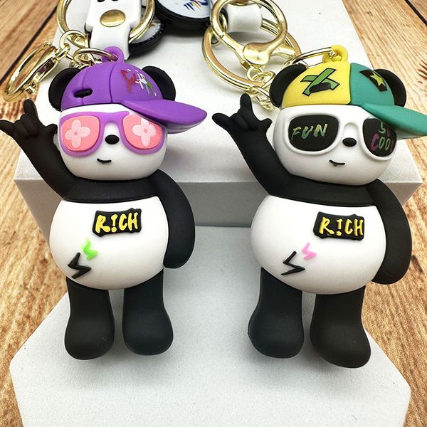 

fashion ins trend style keychain cool panda keychain pendant car keychain bag decoration jewelry accessories creative holiday gifts, Silver