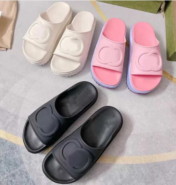 

designer sandal women men rubber leather slide sandal dress shoe wedges sandal beach slippers luxury summer platform slidethick bottom size, Black