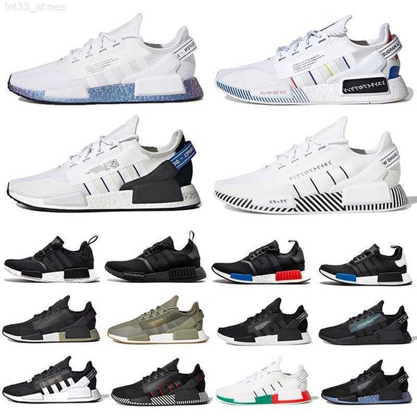 

r1 v2 mens running shoes white speckled dazzle camo core black gradient neon aqua tones mexico city munich olive oreo japan white men women