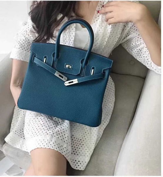 

birkins designer / bag tote leather handbag women purse 25cm family lychee pattern head 30cm layer silver buckle bag women's 1 f1fc