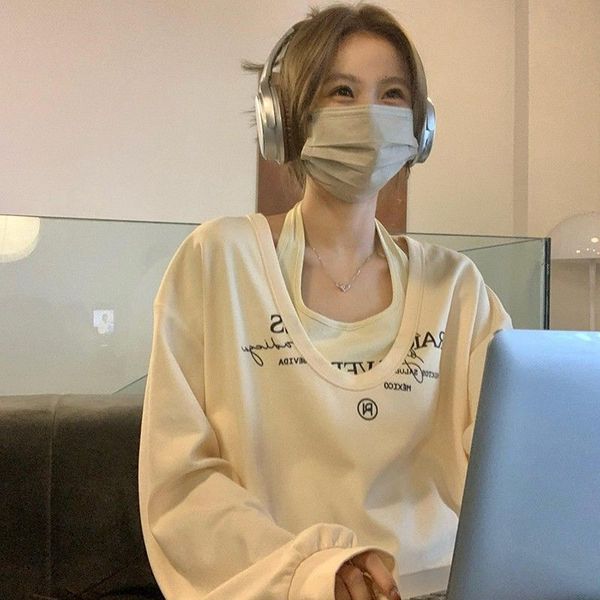 

women s t shirt deeptown women t shirts casual korean style oversized harajuku sweet y2k streetwear two piece set long sleeve female fashion, White