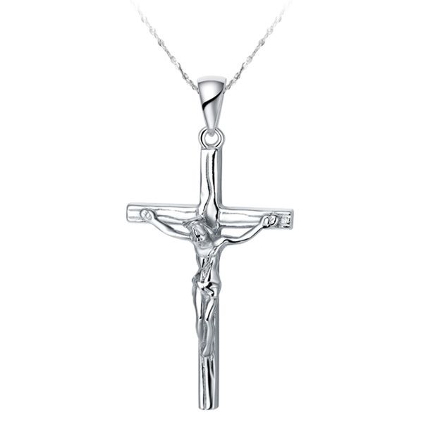 

cross pendant 925 sterling silver plated necklace for women fashion necklace luxury brand jewelry 100pcs/lot