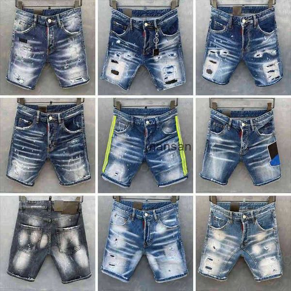 

jeans d2 mens short jeans straight holes tight denim pants casual night club blue cotton summer italy style zkr aec