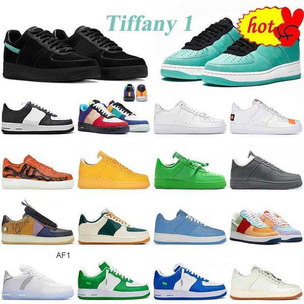 

2023 new af1 luxury fashion 1 designer casual shoe skeleton white black goost grey university gold green 1837 low panda with socks tiffany